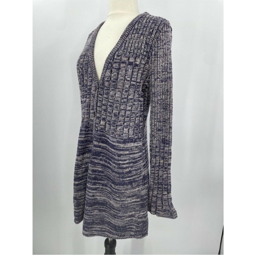 NWT FP RACHEL L CARDI BUTTON-UP MARLED KNIT in NAVY/MARIN & Cream RETAIL $148